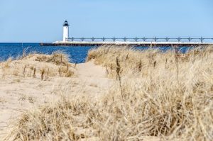 A scenic one-hour drive from Dyer Lake leads to Arcadia Dunes’ trails, views, birding, and nearby Manistee’s golf, shopping, and history. Dyer Lake Vacation Home