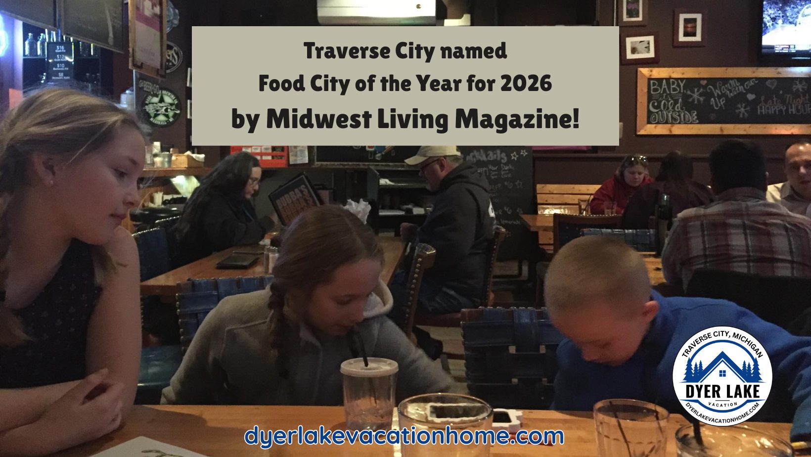 Traverse City was named Food City of the Year for 2026. Stay at Dyer Lake Vacation Home and enjoy family-friendly dining, wineries, and food experiences.