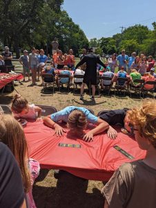 Ryker at pie eating contest National Cherry Festival Traverse City 2025