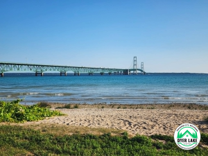 Mackinac Bridge from beach in Mackinaw City